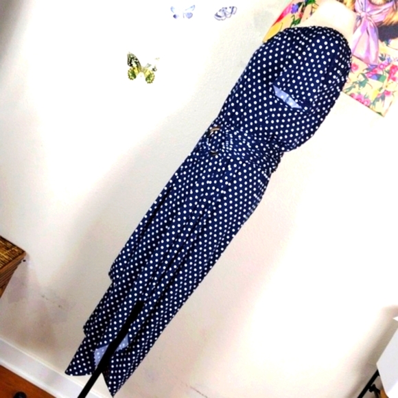 MSK Navy Blue and white polka dot jumpsuit with asymmetrical legs - Picture 5 of 14